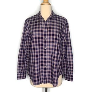 NEW*Frank & Eileen Navy Check Plaid Italian Cotton Eileen Fit Shirt